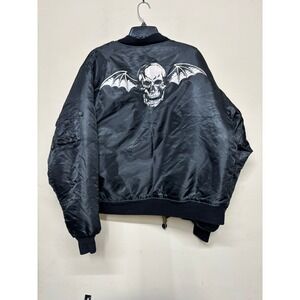 Avenged Sevenfold Deathbat Bomber Jacket Black Orange L Metal Band